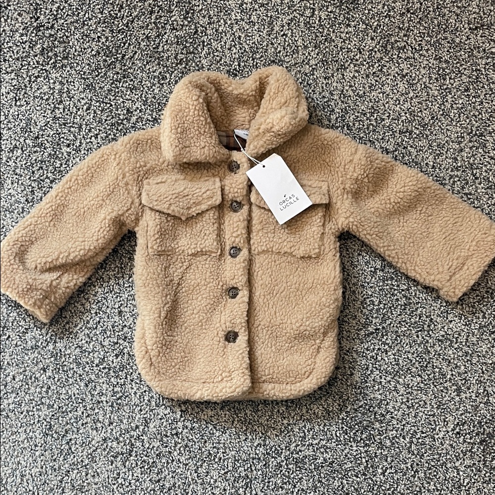 Orcas Lucille Teddy Sherpa Button-Up Jacket 0-6m NWT